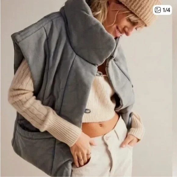 #603 Free People Roll With Us Puffer Vest Large